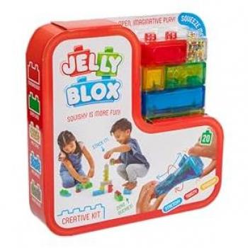 Kit Creativo Jelly Blox - 20 Bloques Táctiles de Construcción Flexibles y Suaves para Niños desde 2 Años - Desarrollo de Motricidad Fina