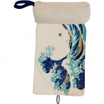 Estuche enrollable Hokusai Kokonote beige y azul