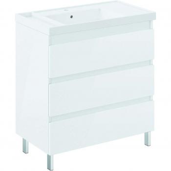 Mueble de Baño COSMIC BBEST con Lavabo Teckstone 3 Cajones Con Patas Color Blanco Brillo