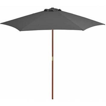vidaXL Sombrilla Jardín Palo Madera 270 cm Antracita Parasol Paraguas Mueble