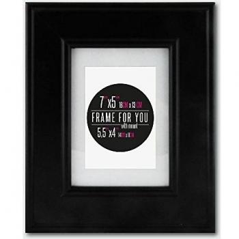 Feeby Frames Botanic Marco de Fotos de Madera Maciza 13x18 cm Negro con Passepartout Blanco