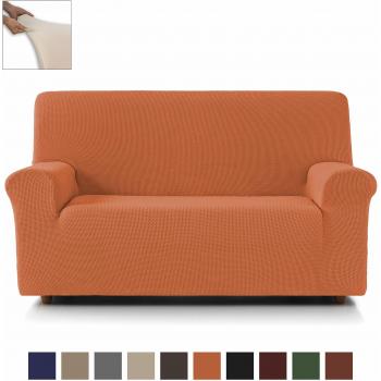 Eiffel Textile Nimes Funda para Sofá, Algodón, Naranja, 2 Plazas, 110 x 195 x 2 cm