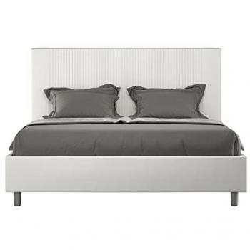 Cama Matrimonial Goya 160x190 cm Símil Piel Blanca con Base Tapizada