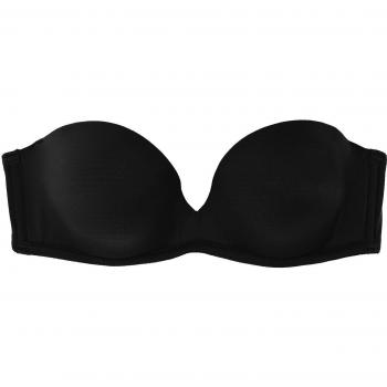 Sujetador bandeau acolchado de microfibra reciclada New York Mujer Negro Tamaño 3B