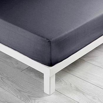 Douceur d'Intérieur - 1640653, Sabana Ajustable 2 Personas, 140 X 190 Cm, Lit Uni, Liso 57 Hilos, Gris
