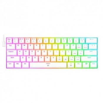 Redragon K630 Dragonborn RGB White Teclado Mecánico Gaming 60% TKL, Iluminación RGB, Switches Redragon Brown, Layout USA, Anti-Ghosting, Cable Desmontable