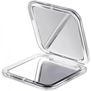 Jerrybox Espejo de Mano | Espejo Aumento con Doble Cara 10x / 1x para Maquillaje, Espejo de Bolsillo, Color Plateado
