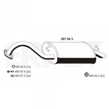 Silenciador trasero ERNST 687003 para Toyota 17430-22240 17430-22420