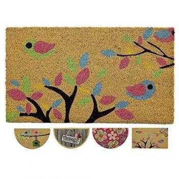 LucaHome - Felpudo Coco Natural 40x70 Antideslizante, Felpudo de Coco pajaritos Rectangular, Felpudo Absorbente Entrada casa, Ideal para Exterior o Interior