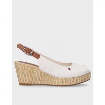 Tommy Hilfiger Women's Iconic Elba White Wedge Sandals with Sling Back, 7cm Height