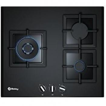 Balay 3ETG663HB Gas Hob - 60 cm, Black Tempered Glass, 3 Burners