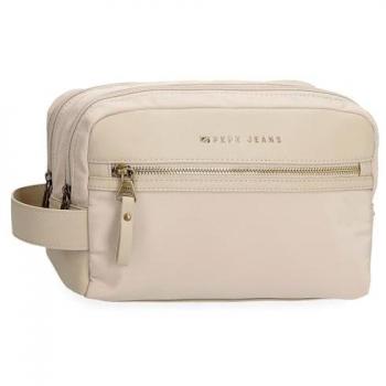 Neceser Pepe Jeans Morgan Beige Dos Compartimentos Poliéster 26x16x12 cms