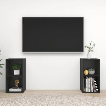 Mueble de TV vidaXL 2 uds madera de ingeniería y aglomerado negro 72x35x36,5 cm