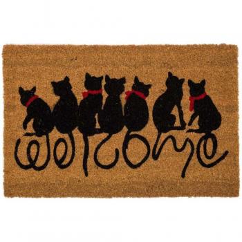 Felpudo Original Welcome Cats Diseño de Gatos de Fibra de Coco 40x60 cm