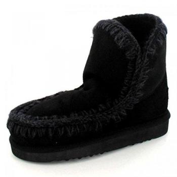 Mou Eskimo 18 Black Suede Flat Ankle Boots for Women, Size 40