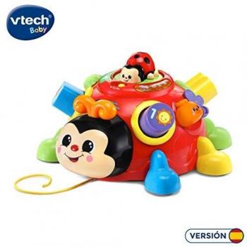 VTech - Mariquita Pasitos y formas, Simpático Juguete de Arrastre encajable para Aprender Formas, Animales, números y Vocabulario sobre la Naturaleza, Multicolor