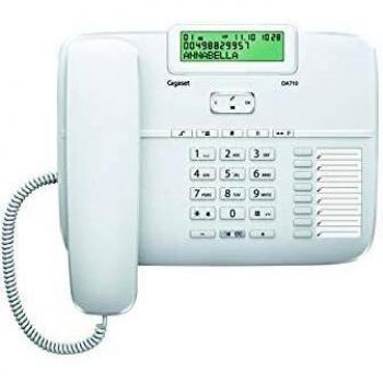 Gigaset DA710 -Teléfono con cable con pantalla plegable - Función de altavoz - Indicador de llamadas - Agenda telefónica- Teclas de marcación directa - Conexión de auriculares - Color blanco