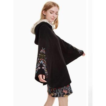 Desigual Poncho Gipsy Garden Negro de Mujer. One Size Negro
