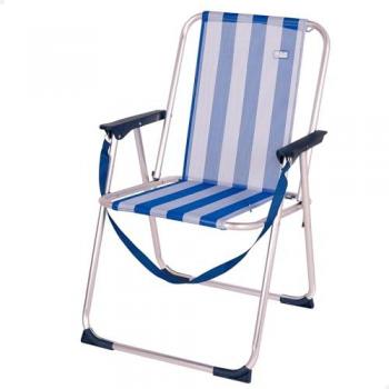 Silla Plegable Fija Aluminio Marinera Aktive, Estampado Marinero, 44x45x76 cm, Tacos antivuelco