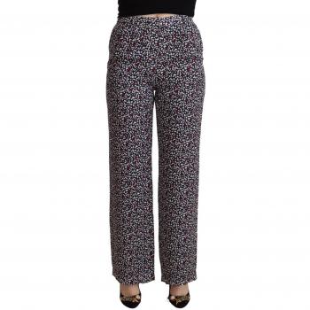 Black High Waist Printed Straight Pants - Elegant High Waist Straight Black Trousers - IT42|M - Michael Kors Classic High Waist Straight Trousers, Black female, Size: M