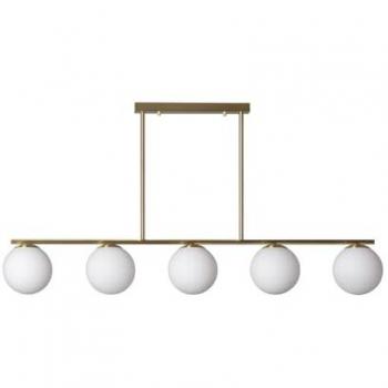 Lámpara Colgante Boqor de Metal y Cristal en Dorado para Decoración de Salón, Habitación y Dormitorio