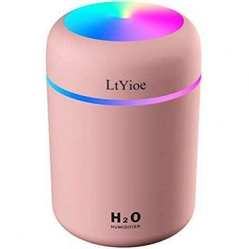 LtYioe Humidificador, Mini Humidificador con Alimentación USB, Función de luz Nocturna y apagado automático, 2 modos y humidificador ultrasónico silencioso para coche hogar oficina