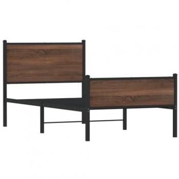 Cama solar sin colchón de metal marrón roble 75x190 cm
