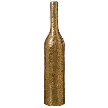 Jarrón Botella Envejecido de Aluminio Dorado 12 x 12 x 61 cm