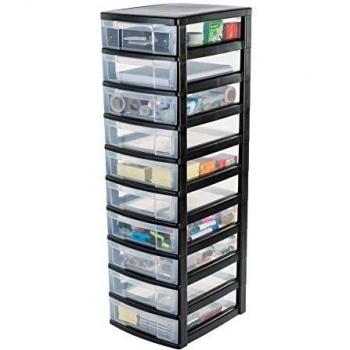 Iris Ohyama New Modern Chest Torre de Almacenamiento cajónes, 144006, Negro, 10 x 6L