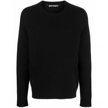 Palm Angels Men's Wool Blend Pullover Sweater in Black | Size XL | PMHE027C99KNI001 Color 1001