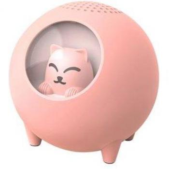 Altavoz Bluetooth Inalámbrico Smartek Planeta Gato con Luces de Colores 5W