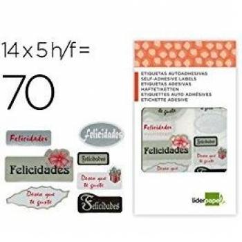 Liderpapel 42983 - Pack de 12 etiquetas felicidades