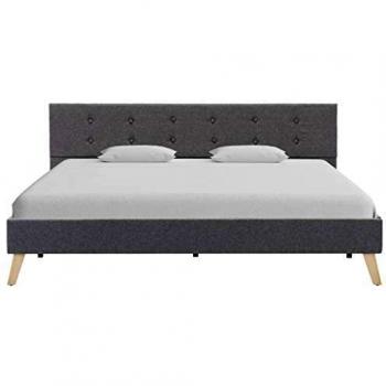 vidaXL Estructura de Cama Tela Somier Mobiliario de Hogar Casa Clásica Práctica Cómoda Moderna Robusta y Duradera Sin Colchón Gris Clara 160x200cm
