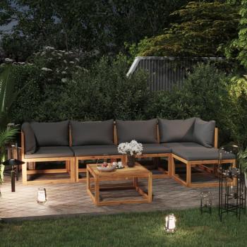 6 Piece Solid Acacia Wood Garden Lounge Set with Cushions
