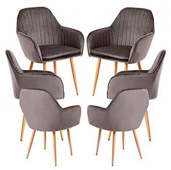 Pack 6 Sillas Chic - Color gris oscuro en terciopelo