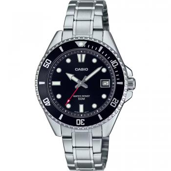 Casio Collection MDV-10D-1A1VEF Reloj Analógico para Hombre con Correa de Acero Inoxidable Color Gris Plata y Dial Negro
