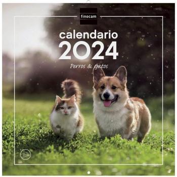Calendario de Pared Finocam 2024 30x30 cm Perros y Gatos Enero-Diciembre (12 Meses) Multilingüe