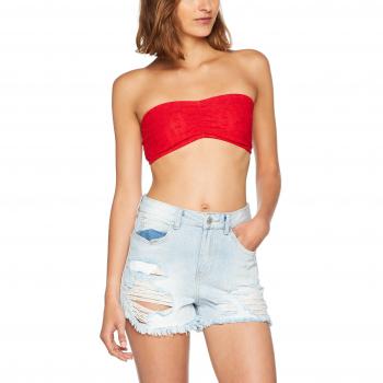 Urban Classics Ladies Laces Bandeau, Top Mujer, Rojo