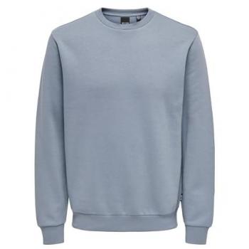 Only & Sons Basic Crew Neck Sweatshirt - Ceres Model in Smoke Blue, Size XL