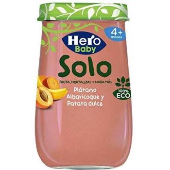 Hero Baby Solo Tarrito de Puré de Plátano, Albaricoque y Patata Dulce Ecológico Sin Gluten Ni Aditivos para Bebés a partir de 4 meses 190 g