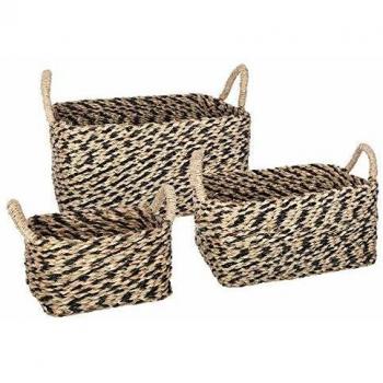 Juego de 3 cestas rectangulares Etnik de caña 43-33-24cm - Atmosphera créateur d'intérieur