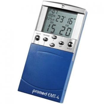 Electroestimulador muscular Medisana Promed EMT-4 con función TENS, 4 electrodos, 6 programas de tratamiento preestablecidos, pantalla LCD, control de intensidad ajustable y temporizador