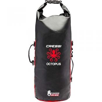Cressi Octopus Dry Backpack Bolsa Estanca Impermeable Multiusos 30L Unisex-Adult Negro/Rojo