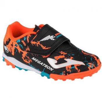 Botas de fútbol Joma Megatron niño turf, características: diseño en color negro, suela turf para césped artificial, modelo 2401, ideal para entrenamiento y competición infantil