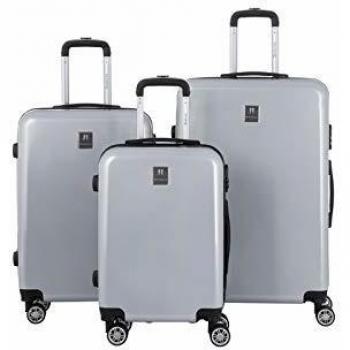 BERENICE Ensemble de 3 Valises 55/65/75cm avec 8 roues - Couleur Argent