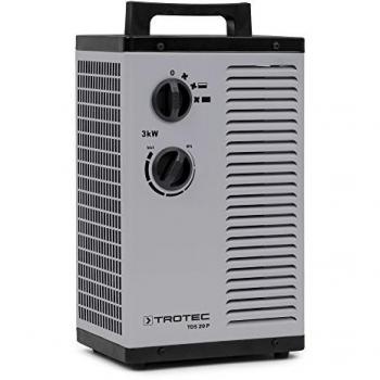 TROTEC Calefactor eléctrico de cerámica TDS 20 P - calefactor portátil, potencia ajustable de 1000/2000 W, termostato regulable, protección contra sobrecalentamiento, diseño compacto y ligero,