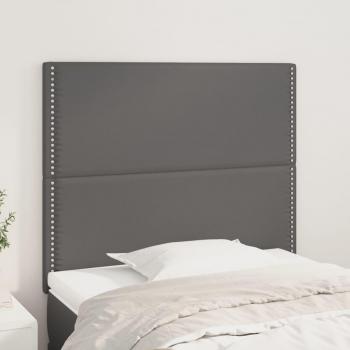 Cabeceros de cuero sintético gris (2 unidades) 100x5x78/88 cm