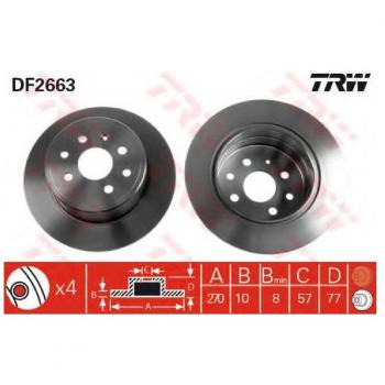 Disco de freno TRW DF2663, tipo: disco de freno, características: volver, completo, 1 pieza