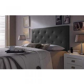 Cabezal tapizado Rombo 160X60 Negro, Acolchado con Espuma, 8 cm de Grosor, Incluye herrajes para Colgar