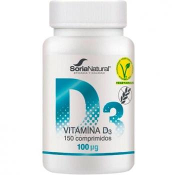 Soria Natural Vitamina D3 4000 UI (100 µg) Vegan Sin Gluten Liberación Sostenida 150 Comprimidos